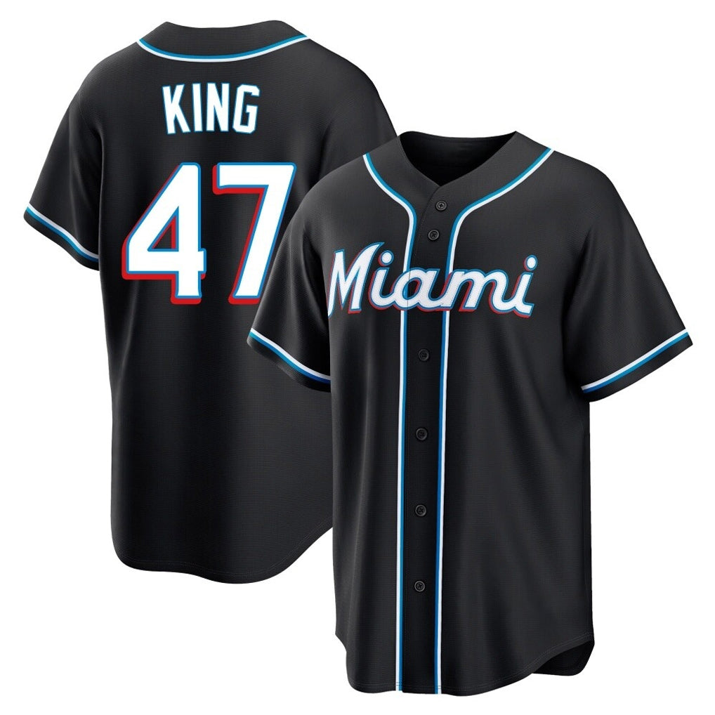 CAdoa M.Marlins #47 John King Player Black Fashion Out Home Game Stitched Jerseys