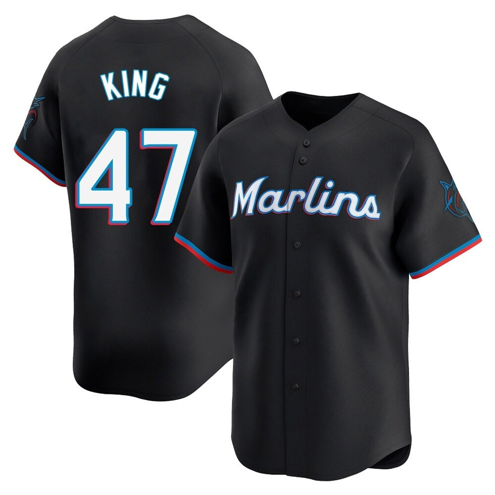 CAdoa M.Marlins #47 John King Player Black Home Limited Stitched Jerseys