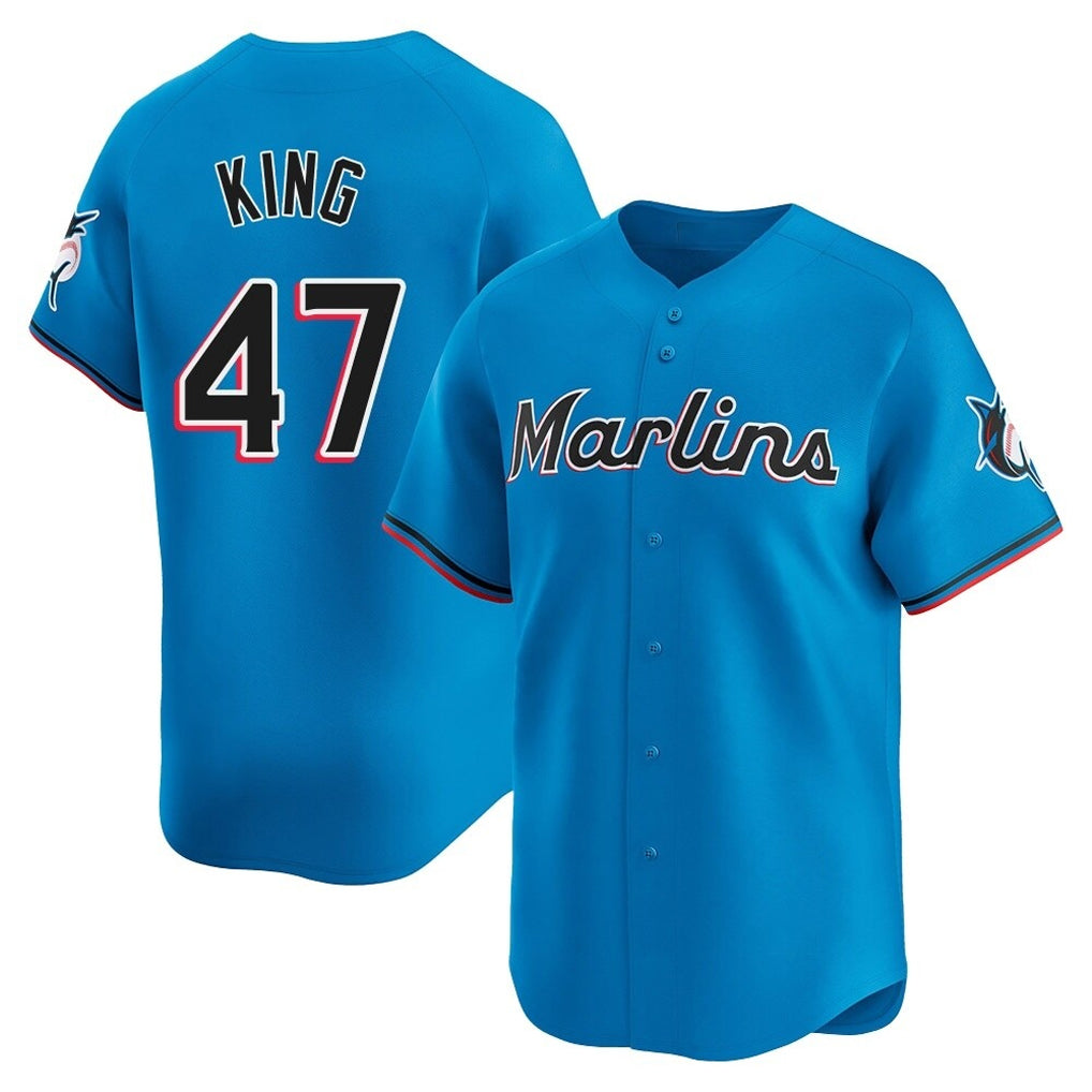 CAdoa M.Marlins #47 John King Player Blue Home Limited Stitched Jerseys