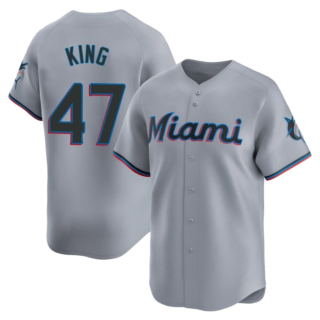CAdoa M.Marlins #47 John King Player Gray  Home Limited Stitched Jerseys