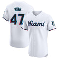 CAdoa M.Marlins #47 John King Player White  Home Limited Elite Stitched Jerseys