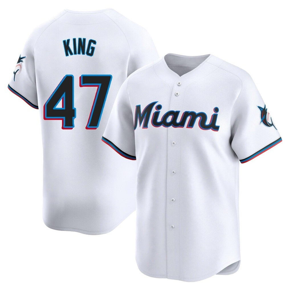 CAdoa M.Marlins #47 John King Player White  Home Limited Stitched Jerseys
