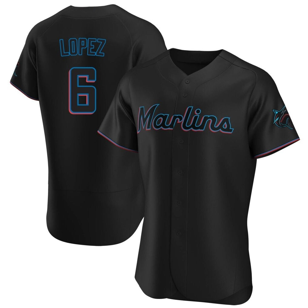 CAdoa M.Marlins #6 Otto Lopez Player Black Home Limited Elite Stitched Jerseys
