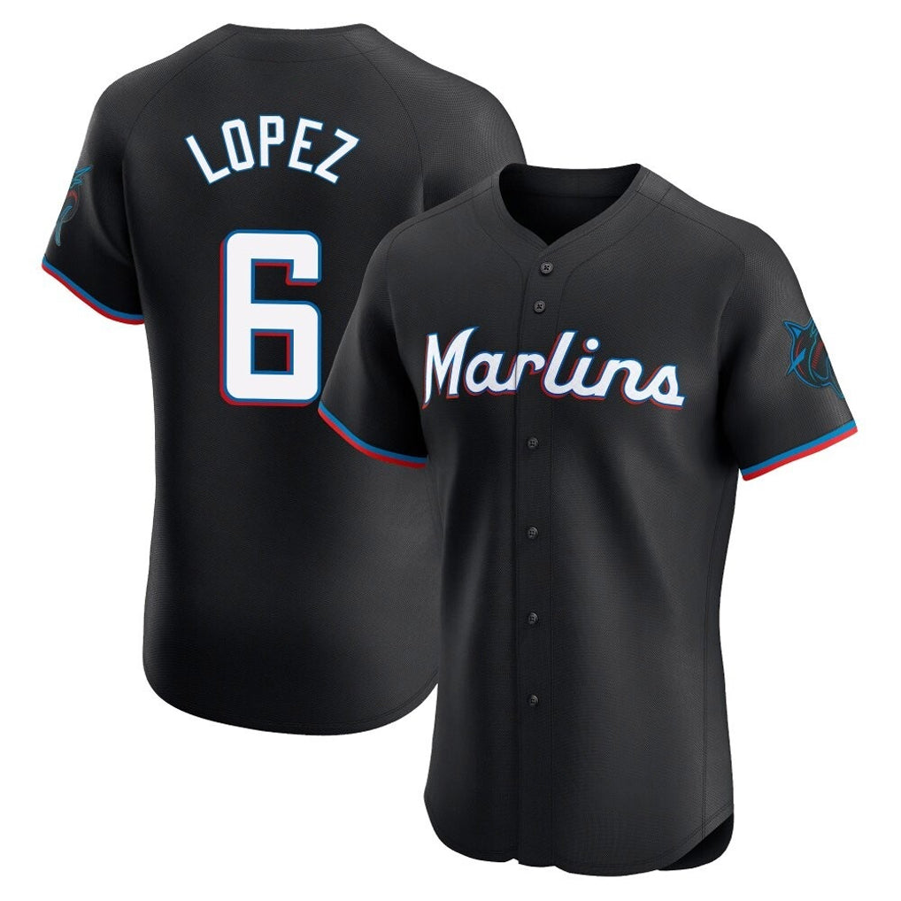 CAdoa M.Marlins #6 Otto Lopez Player Black Vapor Home Limited Elite Stitched Jerseys