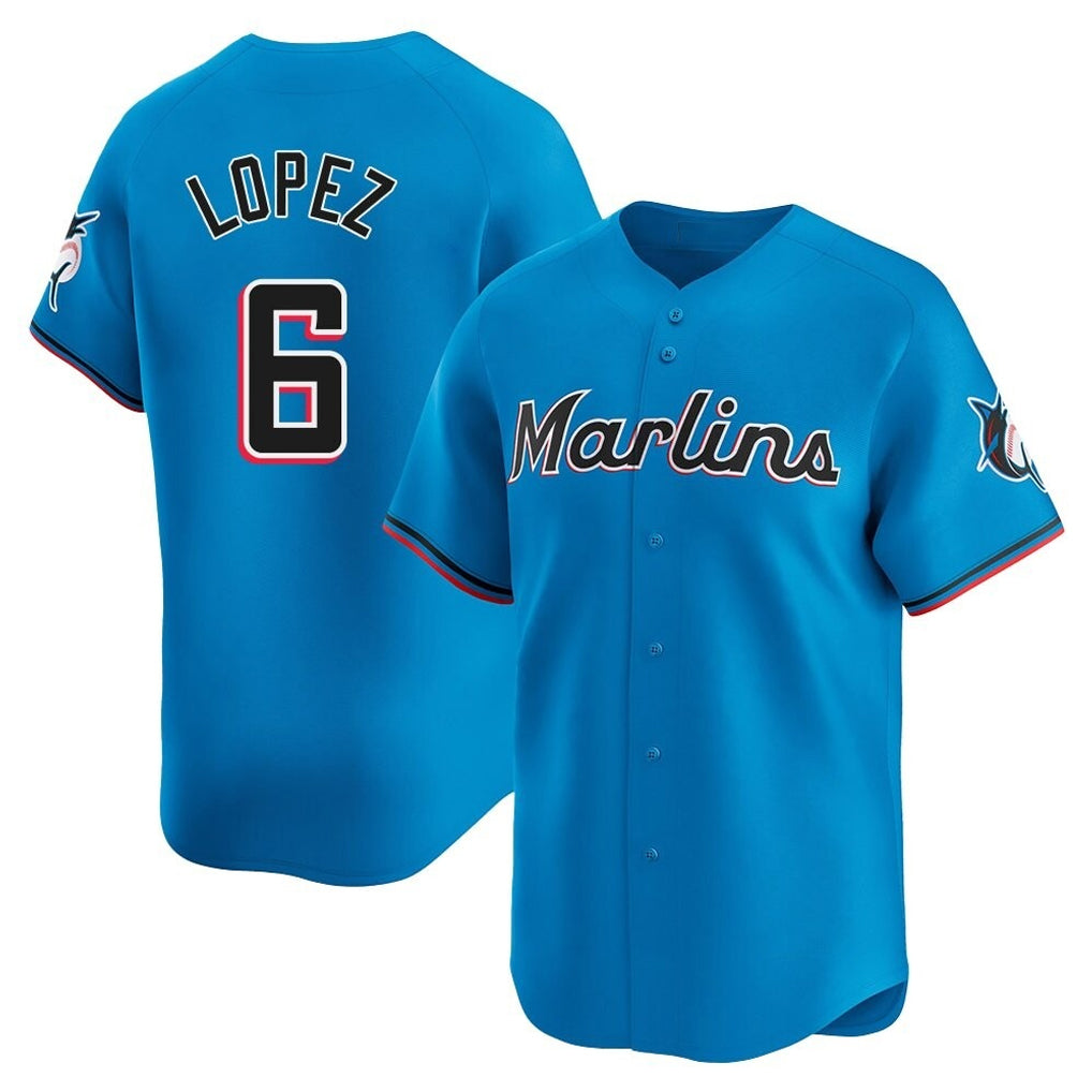 CAdoa M.Marlins #6 Otto Lopez Player Blue Home Limited Stitched Jerseys