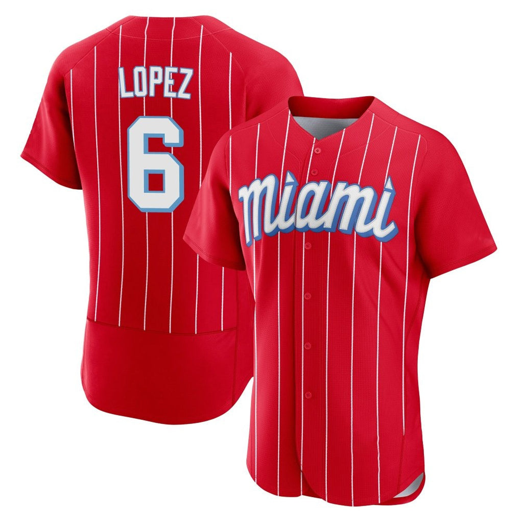 CAdoa M.Marlins #6 Otto Lopez Player Red City Connect Home Limited Elite Stitched Jerseys