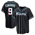 CAdoa M.Marlins #9 Xavier Edwards Player Black Fashion Out Home Game Stitched Jerseys