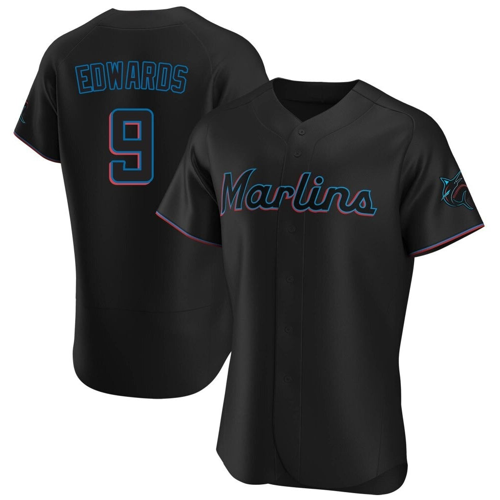 CAdoa M.Marlins #9 Xavier Edwards Player Black Home Limited Elite Stitched Jerseys