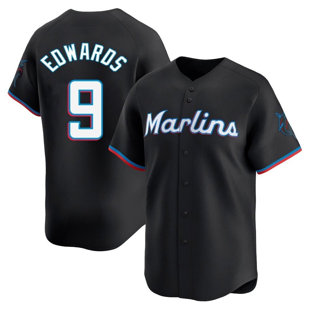 CAdoa M.Marlins #9 Xavier Edwards Player Black  Home Limited Stitched Jerseys
