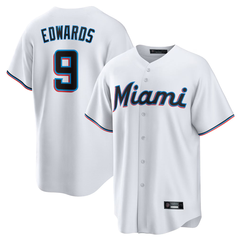 CAdoa M.Marlins #9 Xavier Edwards Player White  Home Game Stitched Jerseys