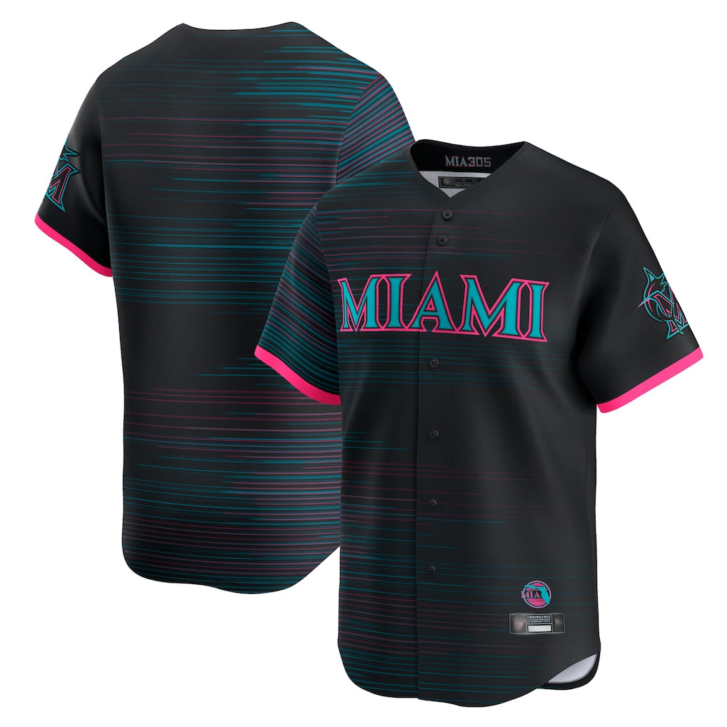 CAdoa M.Marlins Blank Player Black City Connect Home Limited Stitched Jerseys