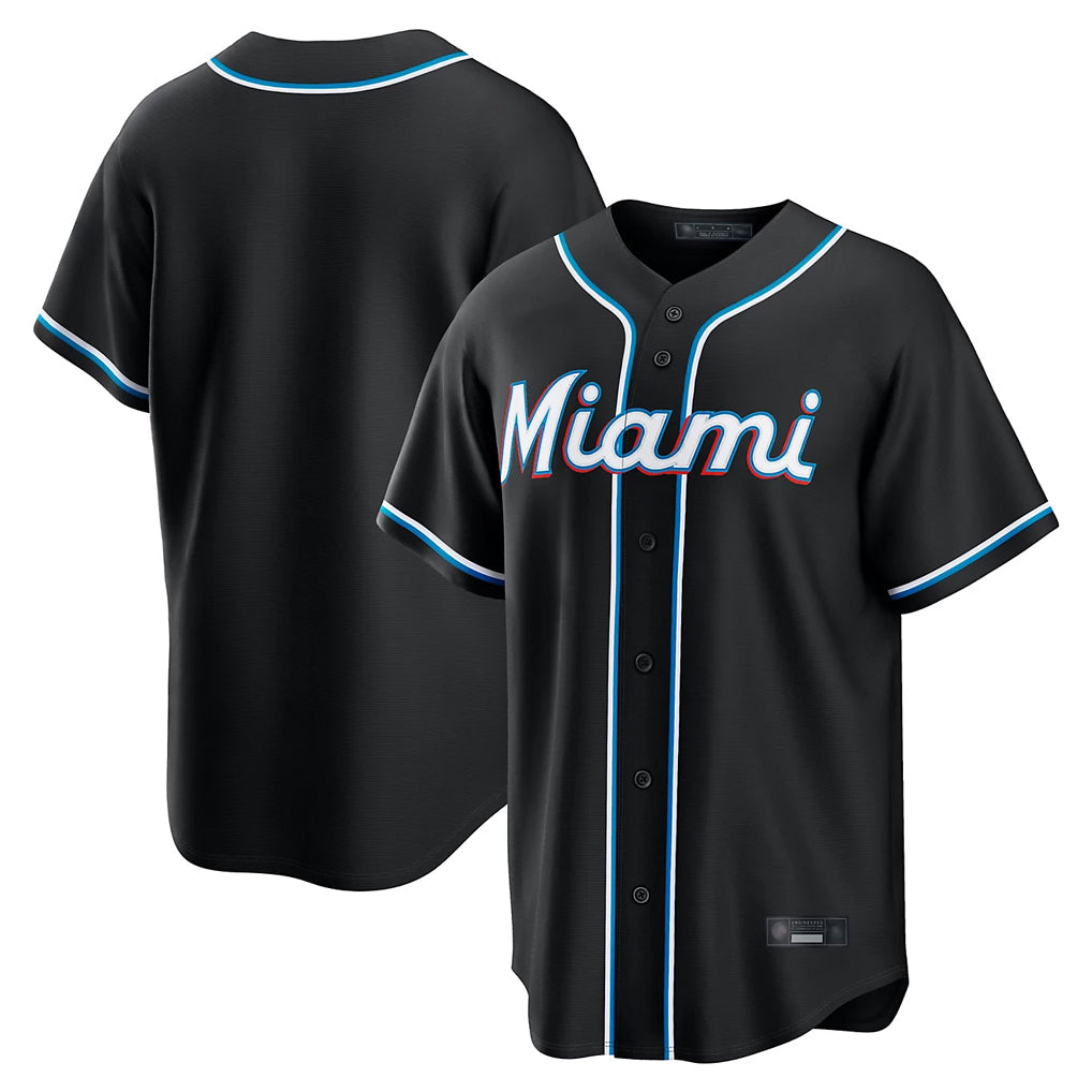CAdoa M.Marlins Blank Player Black Fashion Out Home Game Stitched Jerseys