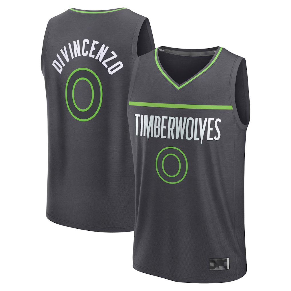 CAdoa M.Timberwolves #0 Donte DiVincenzo Charcoal Fast Break Replica Player Stitched Jerseys - Statement Edition