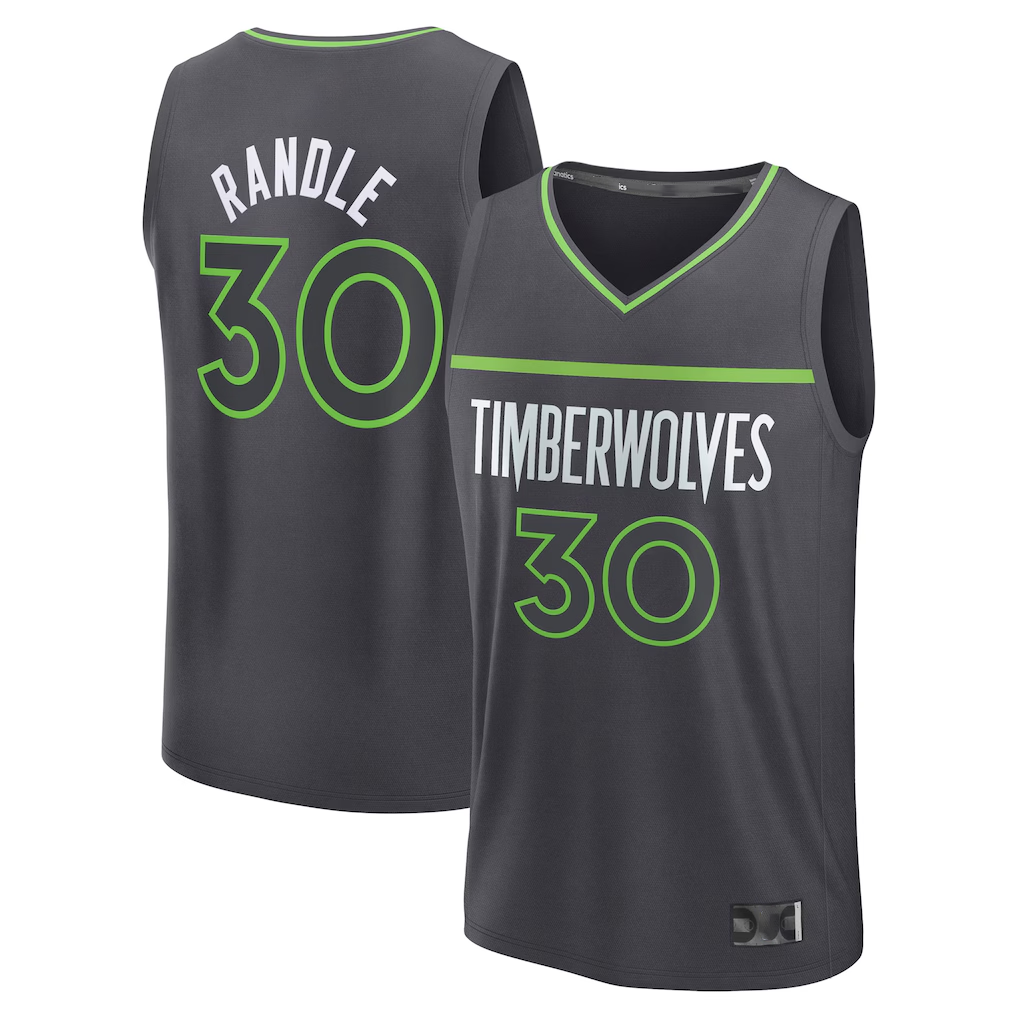 CAdoa M.Timberwolves #30 Julius Randle Charcoal Fast Break Replica Player Stitched Jerseys - Statement Edition
