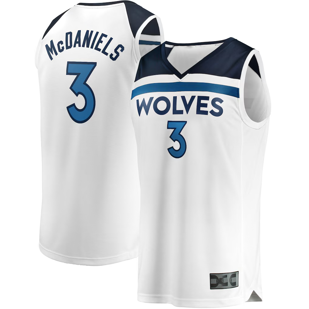 CAdoa M.Timberwolves #3 Jaden McDaniels White Fast Break Replica Player Stitched Jerseys - Association Edition