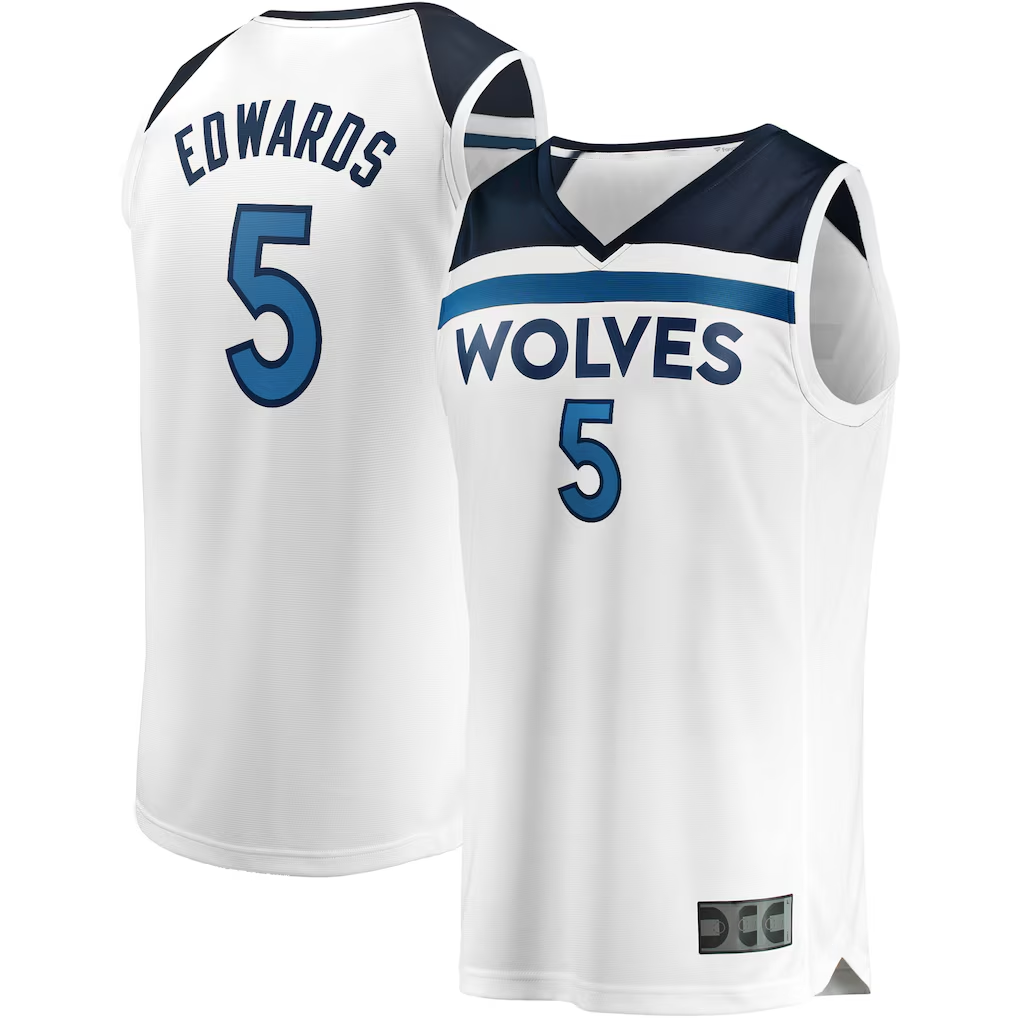 CAdoa M.Timberwolves #5 Anthony Edwards White Fast Break Replica Player Stitched Jerseys - Association Edition