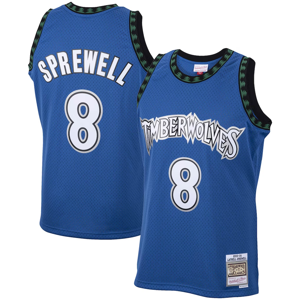 CAdoa M.Timberwolves #8 Latrell Sprewell Mitchell & Ness Blue 2003-2004 Hardwood Classics Swingman Stitched Jerseys