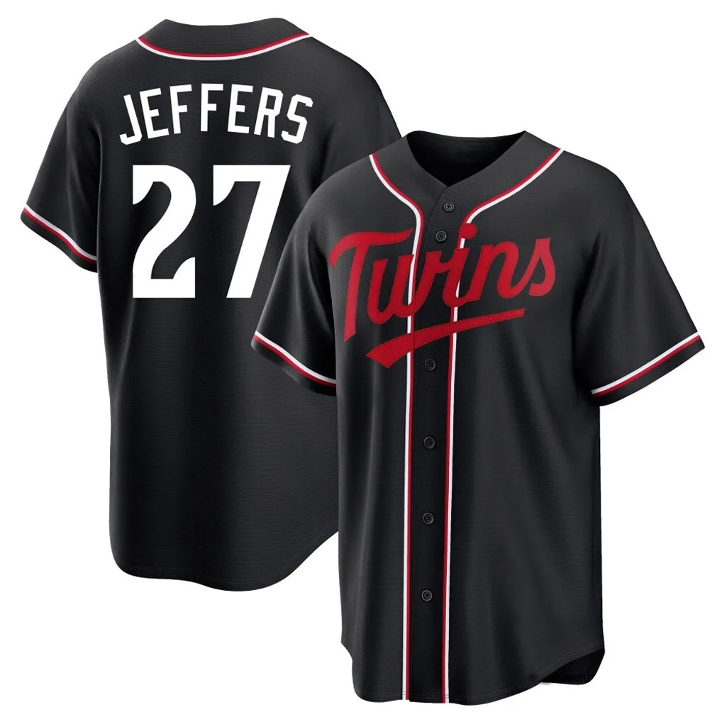 CAdoa M.Twins #27 Ryan Jeffers Player Black Fashion Out Home Limited Stitched Jerseys