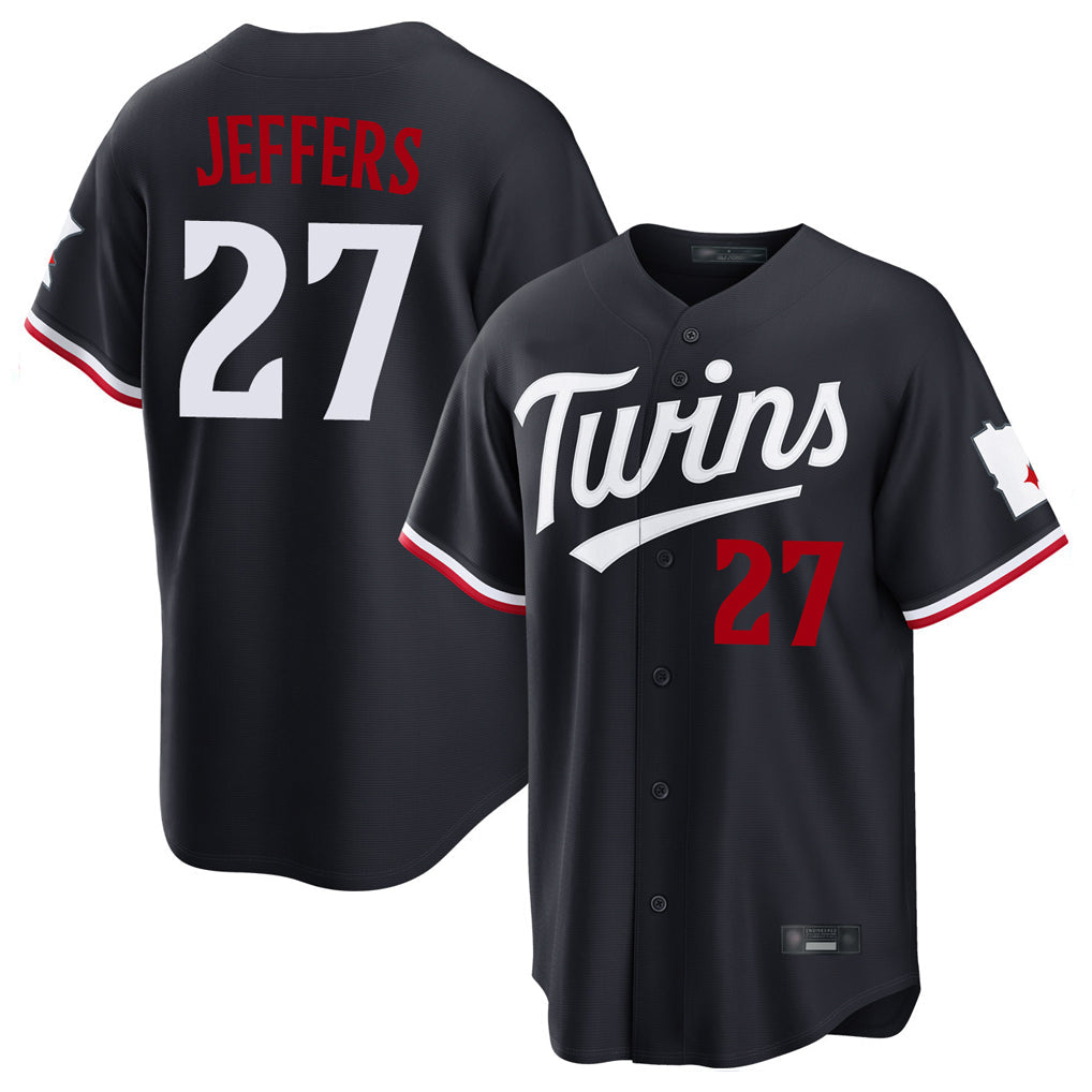 CAdoa M.Twins #27 Ryan Jeffers Player Navy Home Game Stitched Jerseys