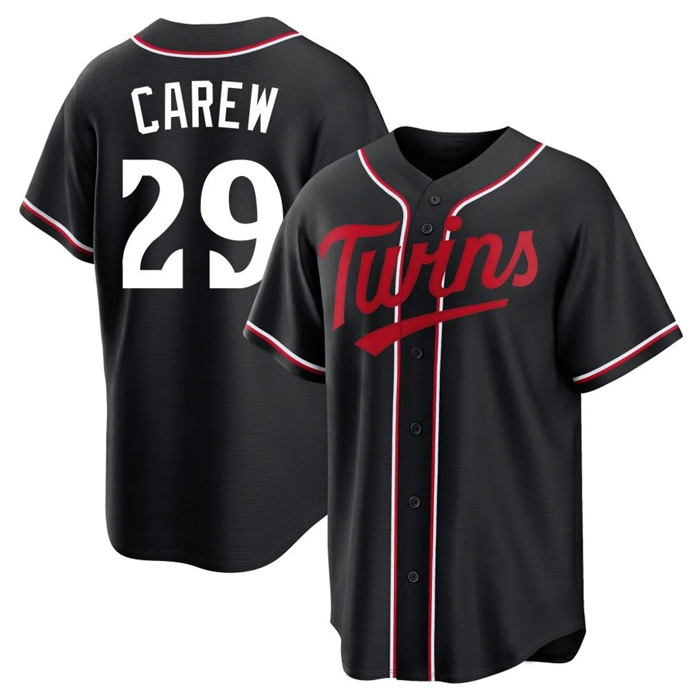 CAdoa M.Twins #29 Rod Carew Player Black Fashion Out Home Limited Stitched Jerseys