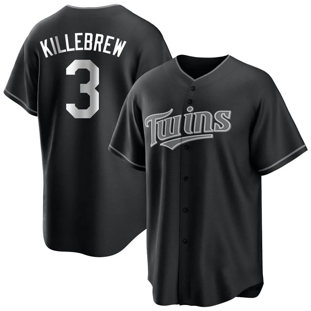 CAdoa M.Twins #3 Harmon Killebrew Player Black Home Game Stitched Jerseys