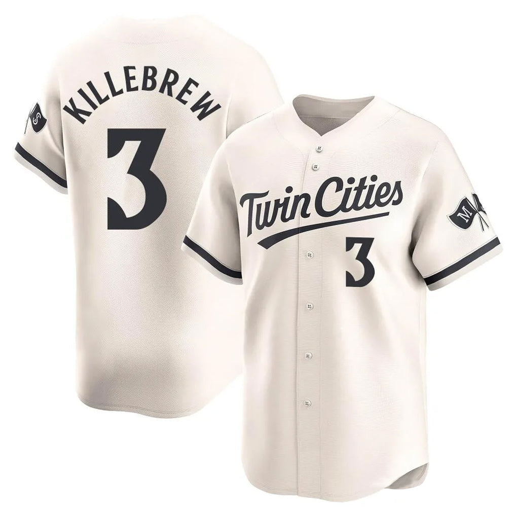 CAdoa M.Twins #3 Harmon Killebrew Player Cream Home Limited Stitched Jerseys