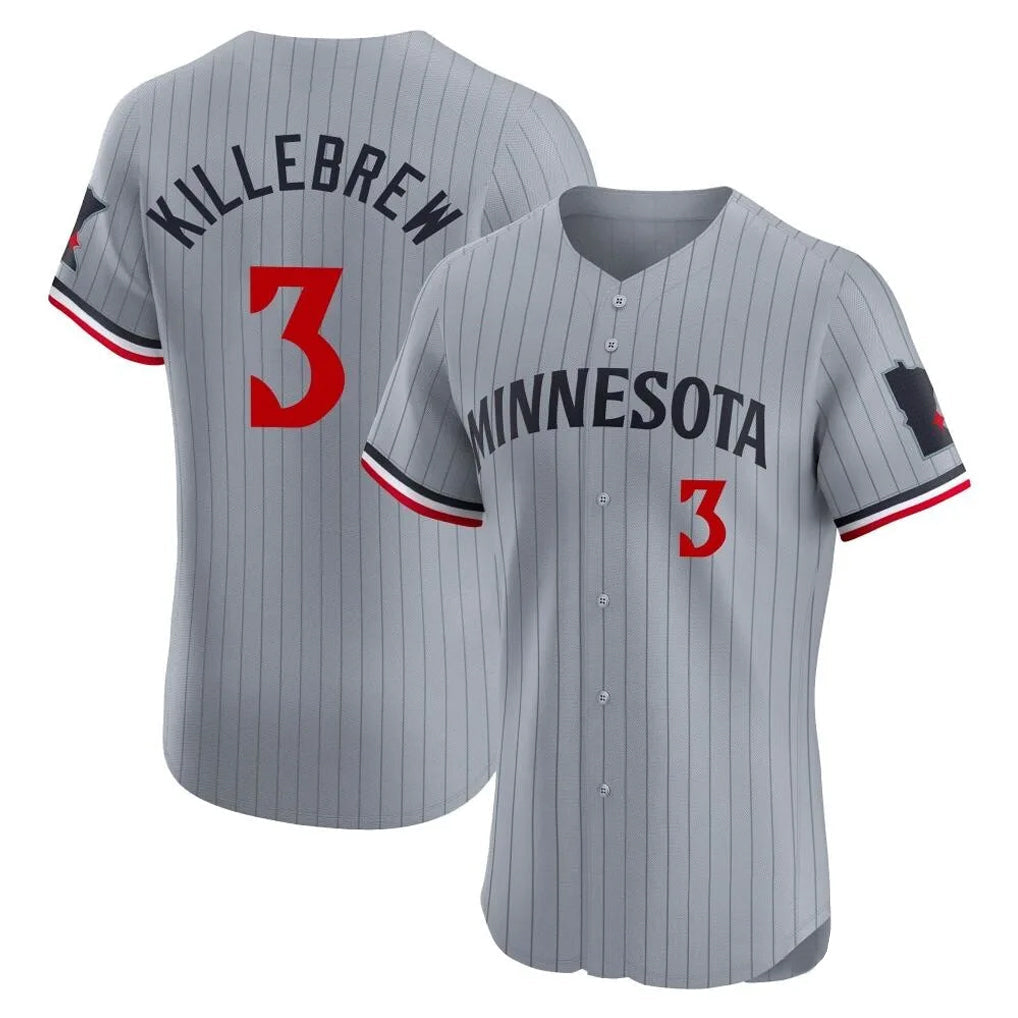 CAdoa M.Twins #3 Harmon Killebrew Player Gray Home Limited Elite Stitched Jerseys
