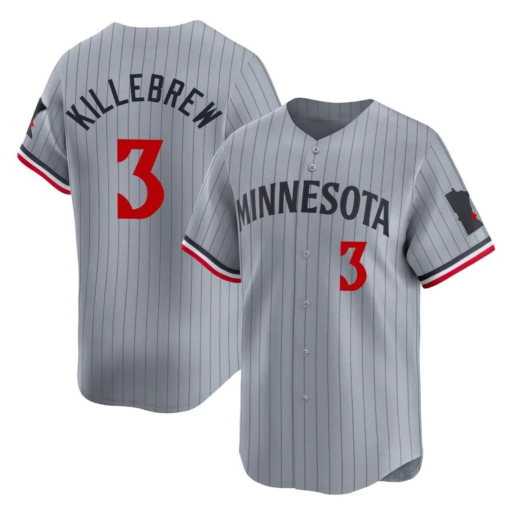 CAdoa M.Twins #3 Harmon Killebrew Player Gray Home Limited Stitched Jerseys