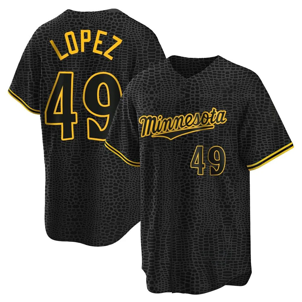 CAdoa M.Twins #49 Pablo Lopez Player Black Snake Skin City Home Game Stitched Jerseys
