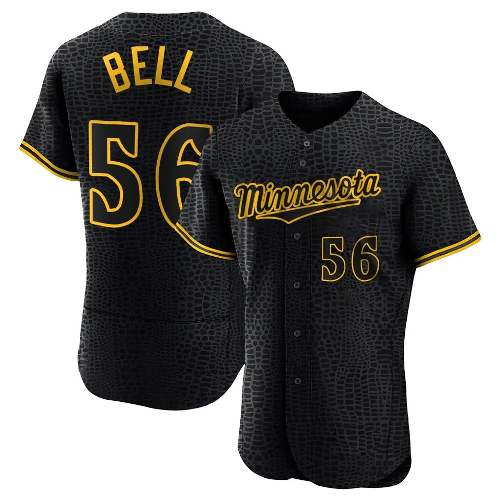 CAdoa M.Twins #56 Josh Bell Player Black Snake Skin City Home Limited Elite Stitched Jerseys