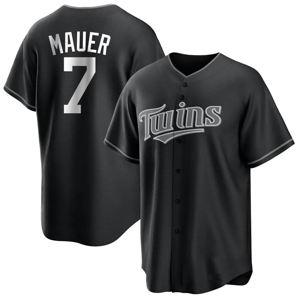 CAdoa M.Twins #7 Joe Mauer Player Black Home Game Stitched Jerseys