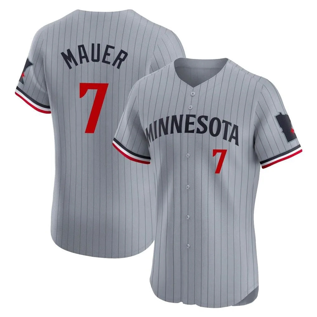CAdoa M.Twins #7 Joe Mauer Player Gray Home Limited Elite Stitched Jerseys