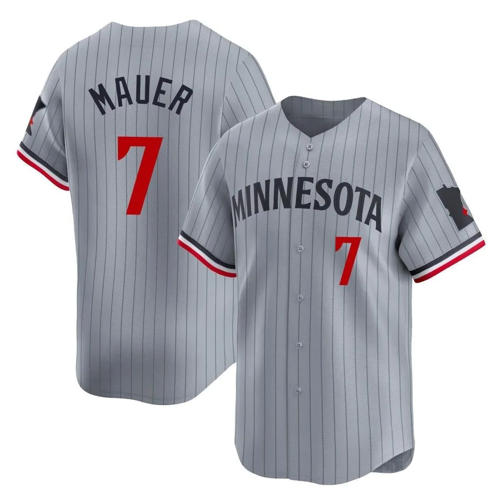 CAdoa M.Twins #7 Joe Mauer Player Gray Home Limited Stitched Jerseys