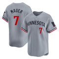 CAdoa M.Twins #7 Joe Mauer Player Gray Home Limited Stitched Jerseys