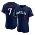 CAdoa M.Twins #7 Joe Mauer Player Navy Replica Home Limited Elite Stitched Jerseys