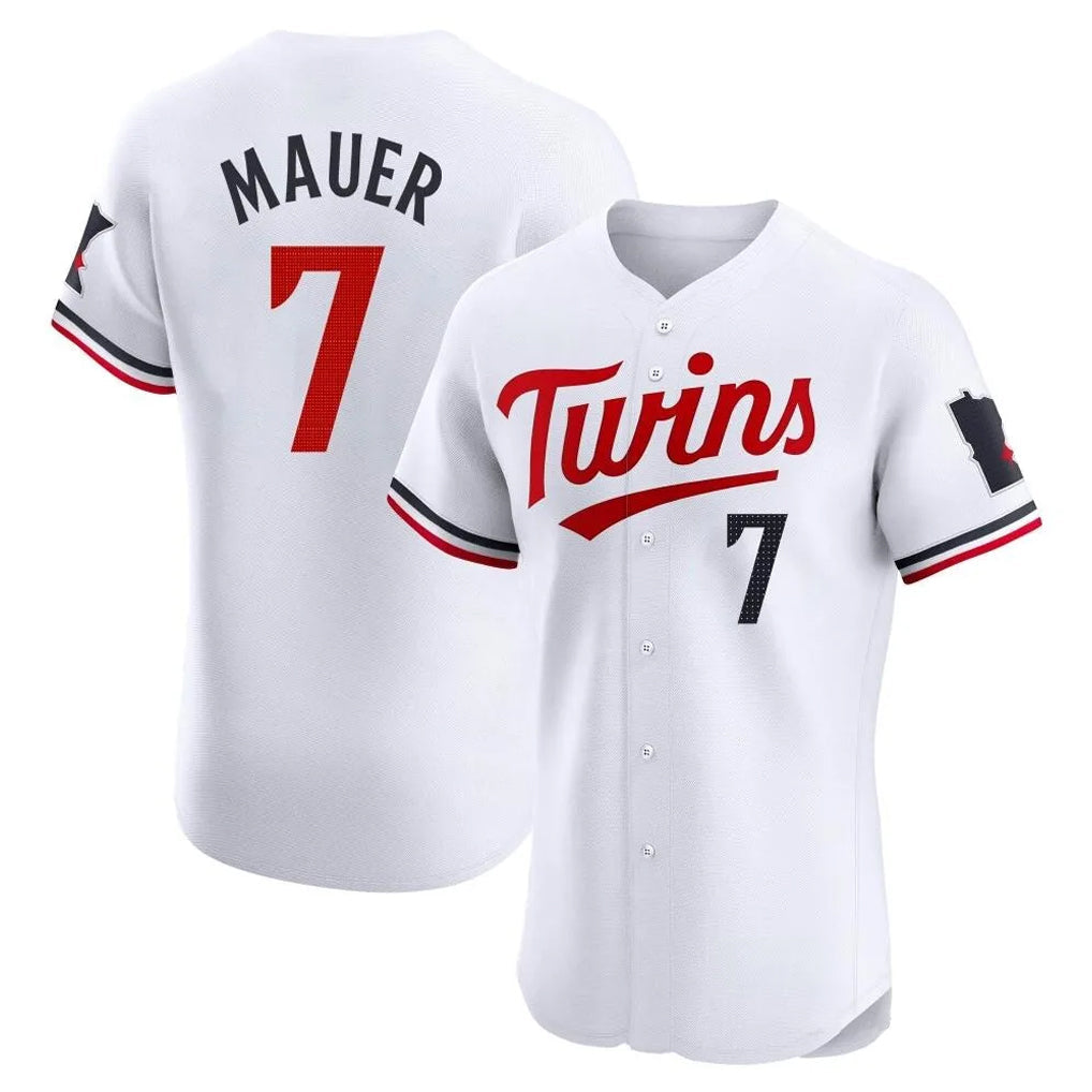 CAdoa M.Twins #7 Joe Mauer Player White Home Limited Elite Stitched Jerseys