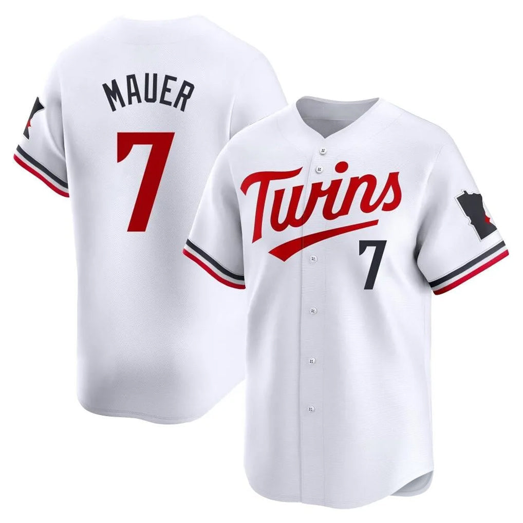 CAdoa M.Twins #7 Joe Mauer Player White Home Limited Stitched Jerseys
