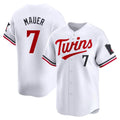 CAdoa M.Twins #7 Joe Mauer Player White Home Limited Stitched Jerseys