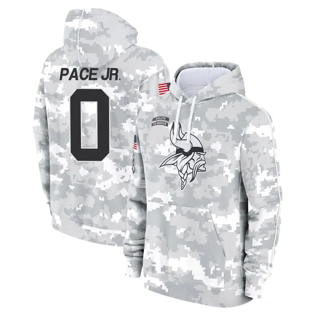CAdoa MN.Vikings #0 Ivan Pace Jr. Player Arctic Camo Salute to Service Pullover Hoodies Limited Game Stitched Jerseys