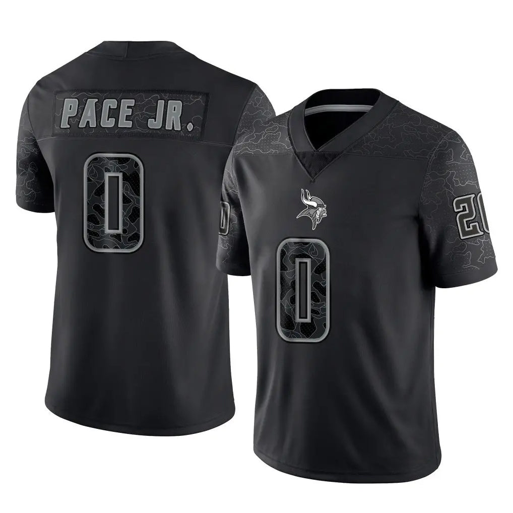 CAdoa MN.Vikings #0 Ivan Pace Jr. Player Black Reflective LImited Home Game Stitched Jerseys