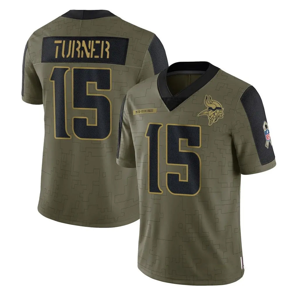 CAdoa MN.Vikings #15 Dallas Turner Player Olive Salute To Service Limited Game Stitched Jerseys
