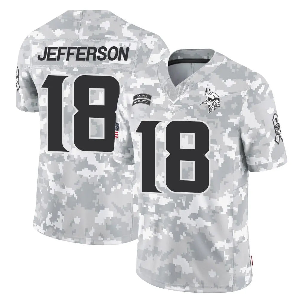 CAdoa MN.Vikings #18 Justin Jefferson Player Arctic Camo Salute To Service Limited Game Stitched Jerseys