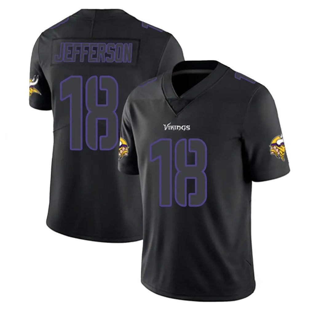 CAdoa MN.Vikings #18 Justin Jefferson Player Black Impact LImited Home Game Stitched Jerseys
