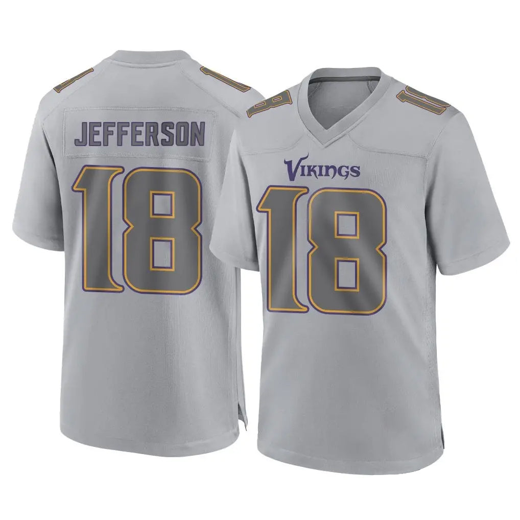 CAdoa MN.Vikings #18 Justin Jefferson Player Gray Atmosphere Fashion Home Game Stitched Jerseys