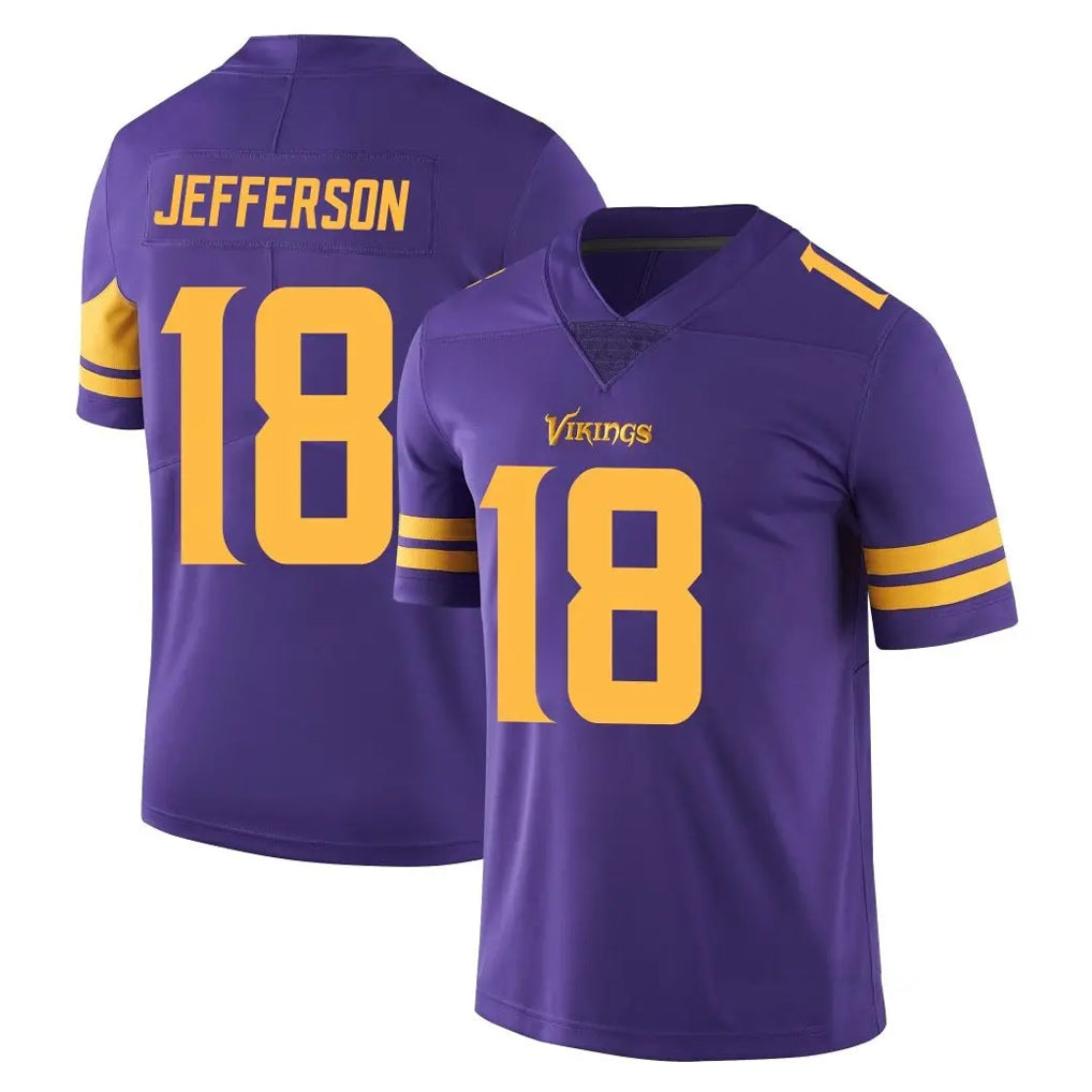 CAdoa MN.Vikings #18 Justin Jefferson Player Purple Limited Color Rush Home Game Stitched Jerseys