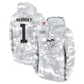 CAdoa MN.Vikings #1 Kyler Murray Player Arctic Camo Salute to Service Pullover Hoodies Limited Game Stitched Jerseys
