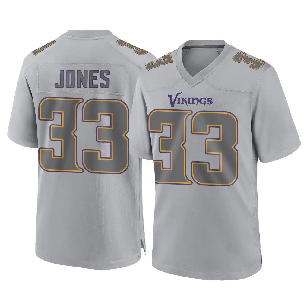 CAdoa MN.Vikings #33 Aaron Jones Sr. Player Gray Atmosphere Fashion Home Game Stitched Jerseys
