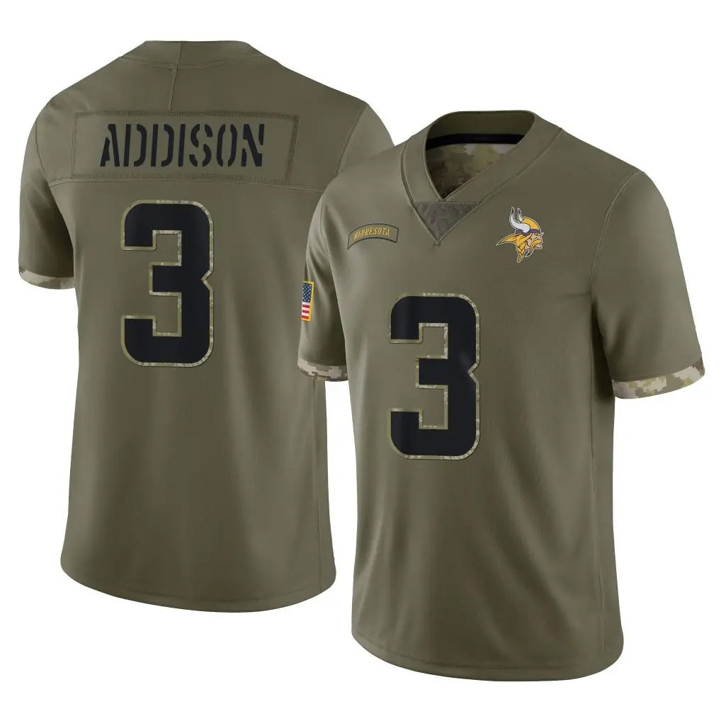 CAdoa MN.Vikings #3 Jordan Addison Player Olive Salute To Service Limited Stitched Jerseys