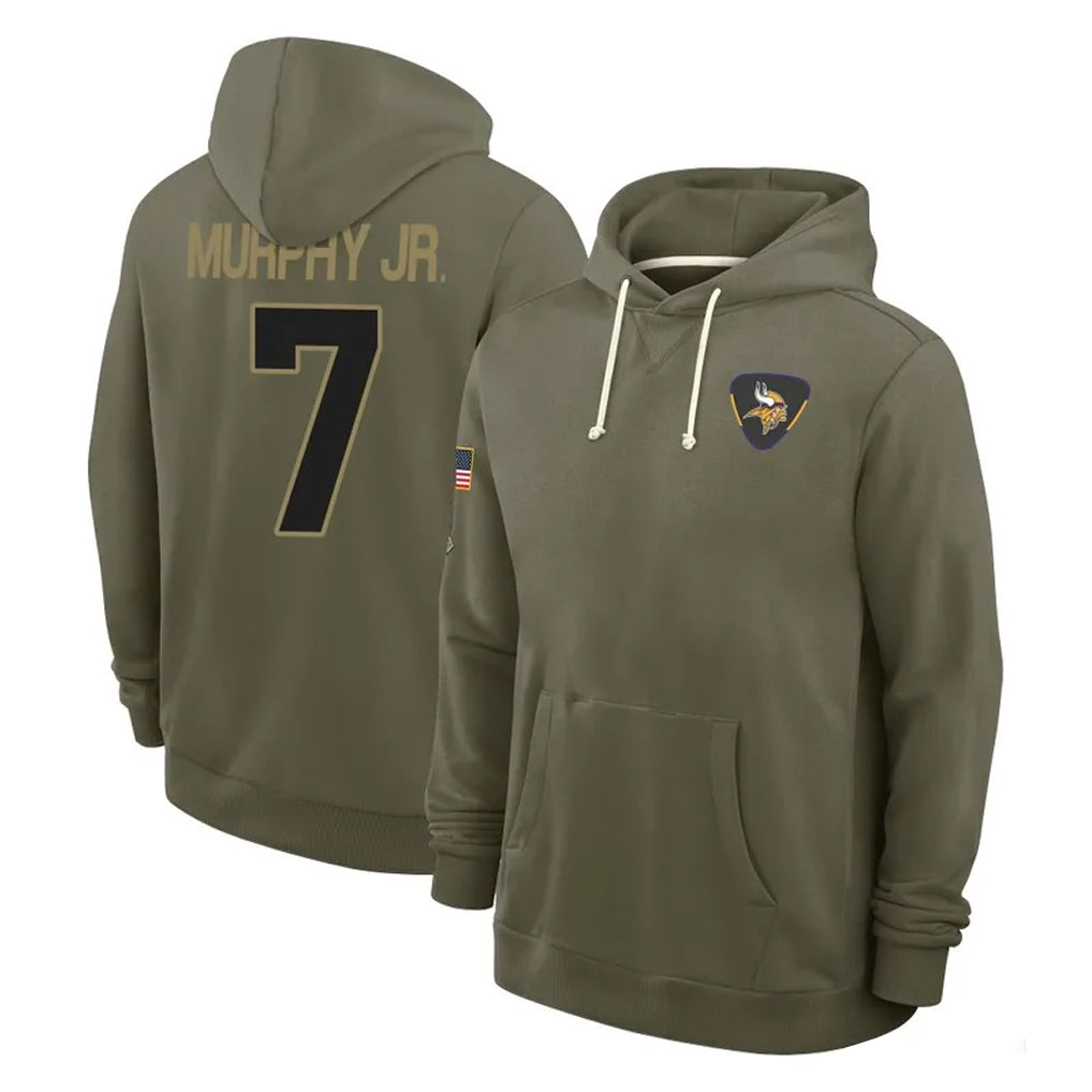 CAdoa MN.Vikings #7 Byron Murphy Jr. Player Olive Salute to Service Pullover Hoodies Limited Stitched Jerseys