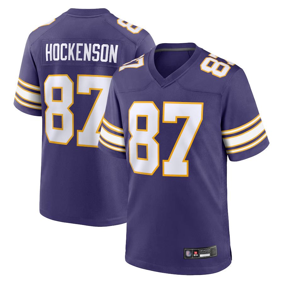 CAdoa MN.Vikings Secondary Alternate Game Football Jerseys - Purple - #87 T.J. Hockenson Player Stitched Jerseys
